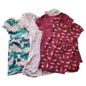Bundle Of 4T Dresses Floral Paisley Dinosaur Cat Jack Old Navy Wonder Nation